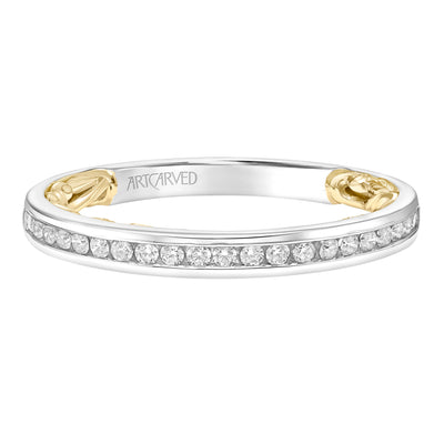 31-V917WY-L.00 - ARTCARVED - Lyric Channel Set Diamond Wedding Band with Inner Carved details