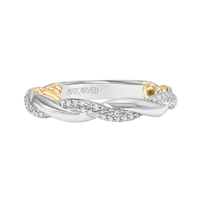 31-V933WY-L.00 - ARTCARVED - Lyric Twist Wedding Band with Diamond and Polished Design with Inner Carved details