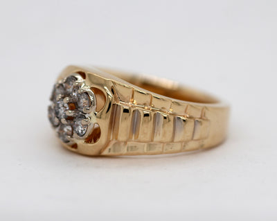 Estate 14KY .50 Cttw Diamond Gents Rolex Style Ring
