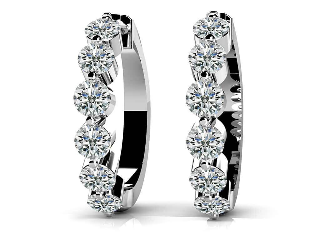 14KW .70 Cttw Diamond Small Hoop Earrings