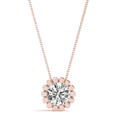 14K Rose Gold 1 ct tw Solitaire Diamond Pendant