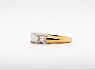 Estate14Ky 1.02 Cttw Diamond Princess Cut 3 Stone Ring H-I1