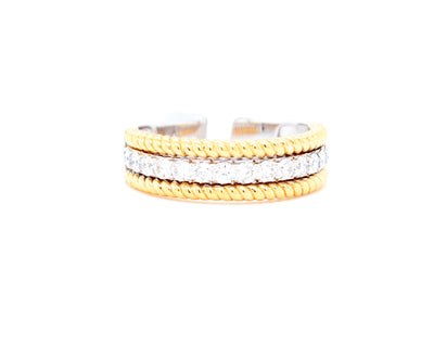 18KTT Diamond and Gold Stacked Ring