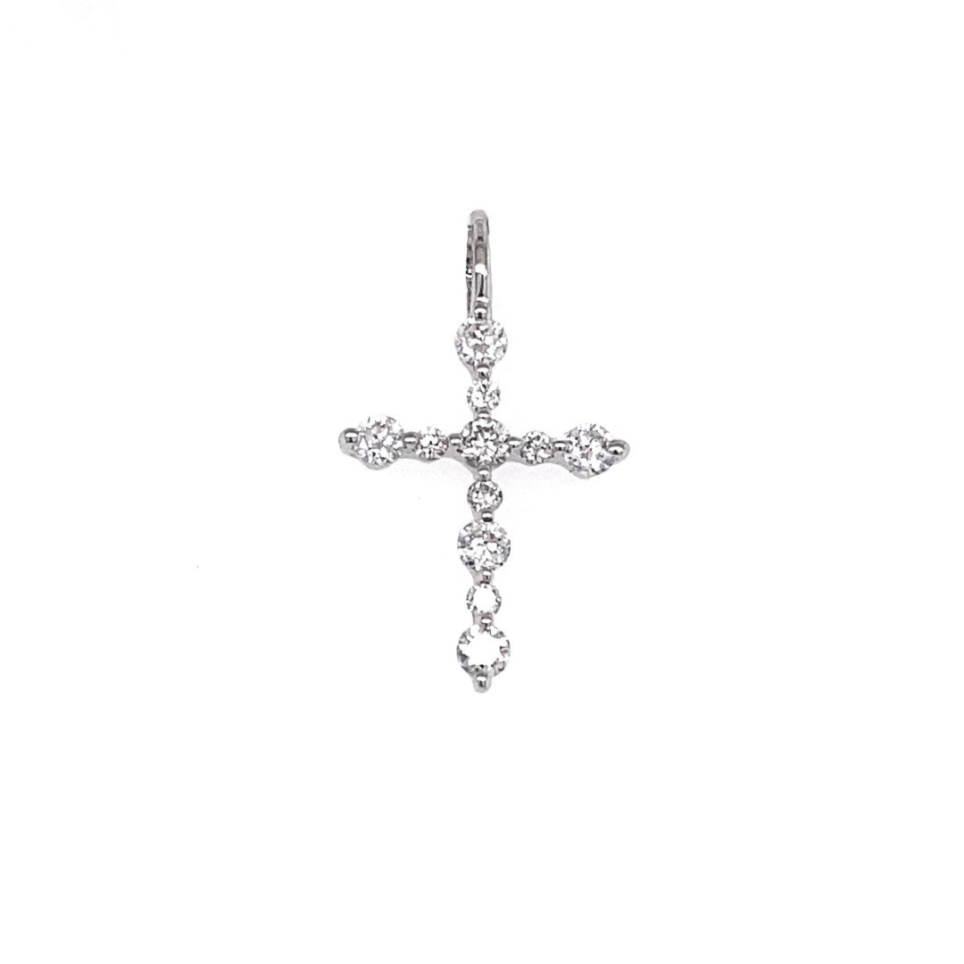 18KW .18 Cttw Diamond Cross Pendant