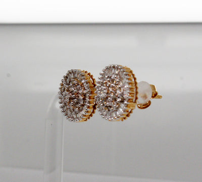 Estate 14KTT .80 Cttw Diamond Cluster Earrings