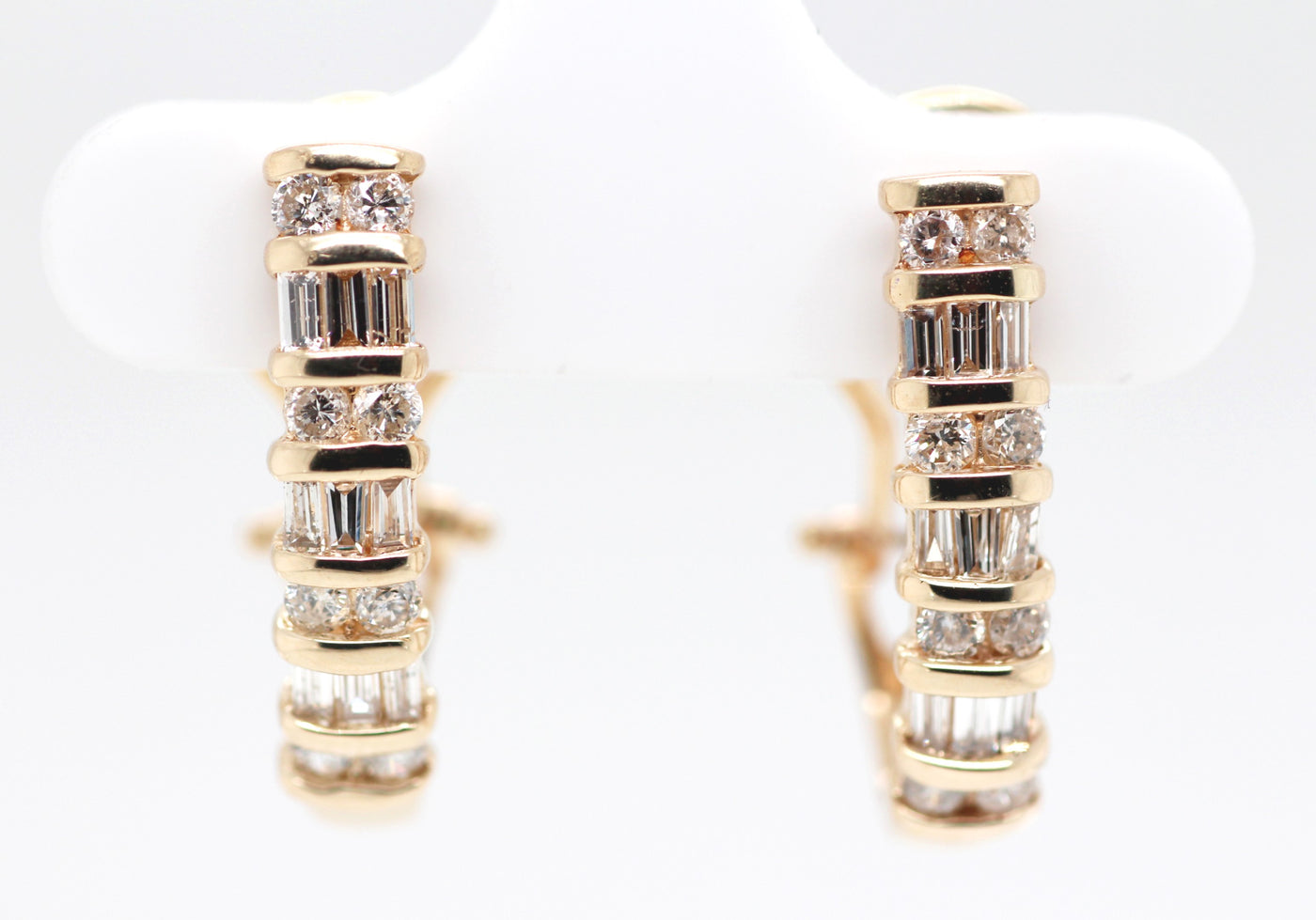 14KY 1.10 CTTW DIAMOND HOOP EARRINGS HI-SI2