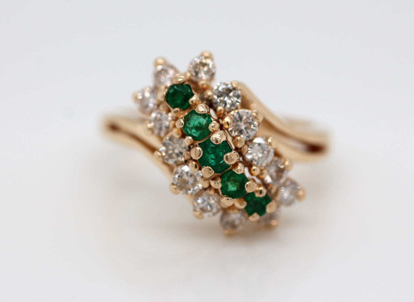 ESTATE 14KY .24 CTTW EMERALD AND DIAMOND RING .56 CTTW LM-SI1