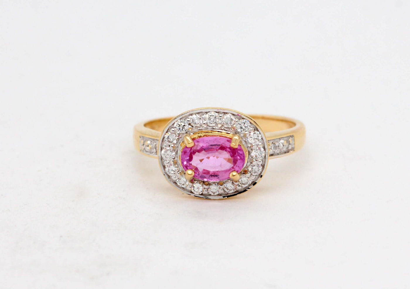 18KY Pink Tourmaline and Diamond Ring