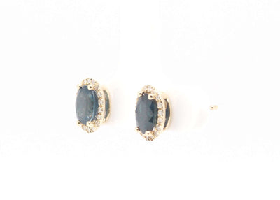 14KY 2.00 Cttw Sapphire and Diamond Halo Stud Earrings