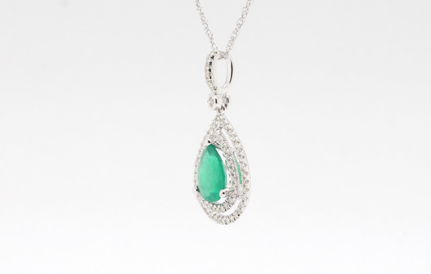 14KW Emerald and Diamond pendant