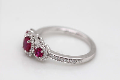 14KW .98CTTW RUBY AND DIAMOND RING .38CTTW