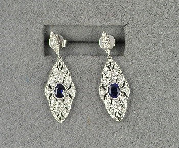 18KW Fashion Sapphire and Diamond Earrings
