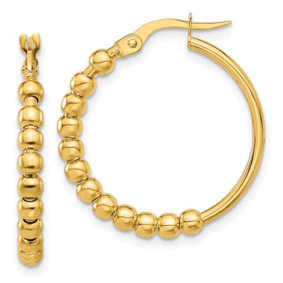 14KY Beaded Hoop Earrings 
LE2283