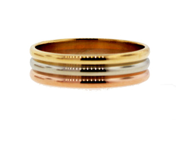 14K TRI-C RIBBED WEDDING BAND