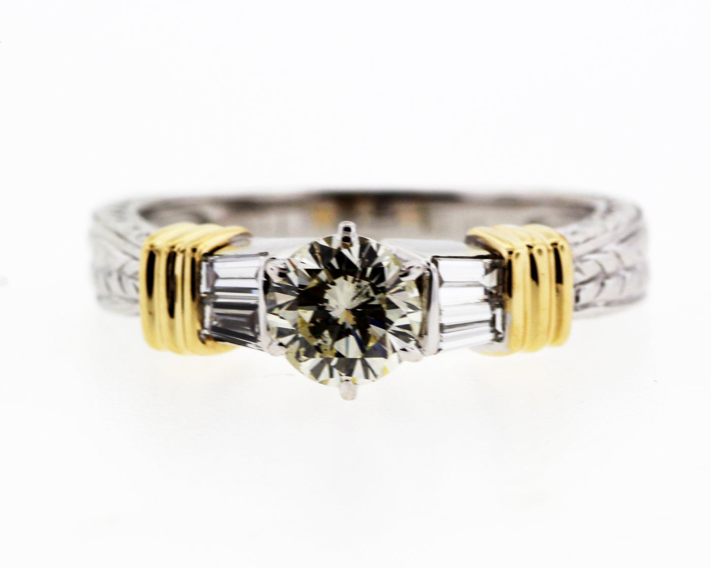 14KTT 1.03CTTW DIAMOND ENGAGEMENT RING .75CT CTR K-SI2N1905