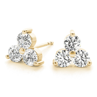 14K Yellow Gold 1/2 ct tw Three Stone Diamond Earring