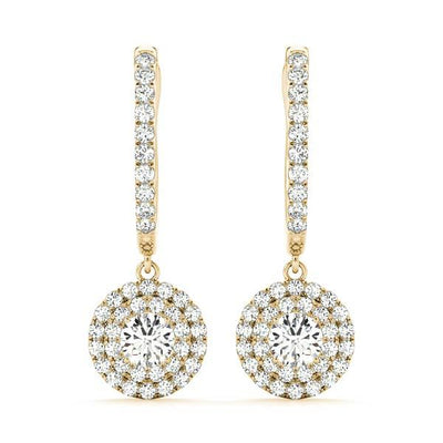 14K Yellow Gold 1 1/3 ct tw Halo Diamond Earring