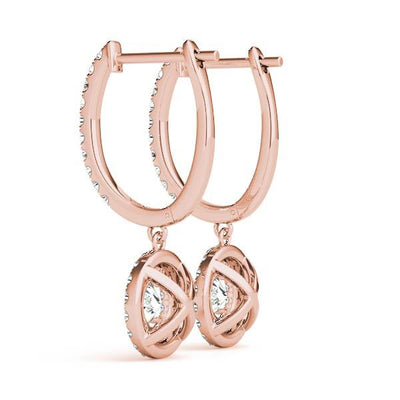 14K Rose Gold 1 1/3 ct tw Halo Diamond Earring