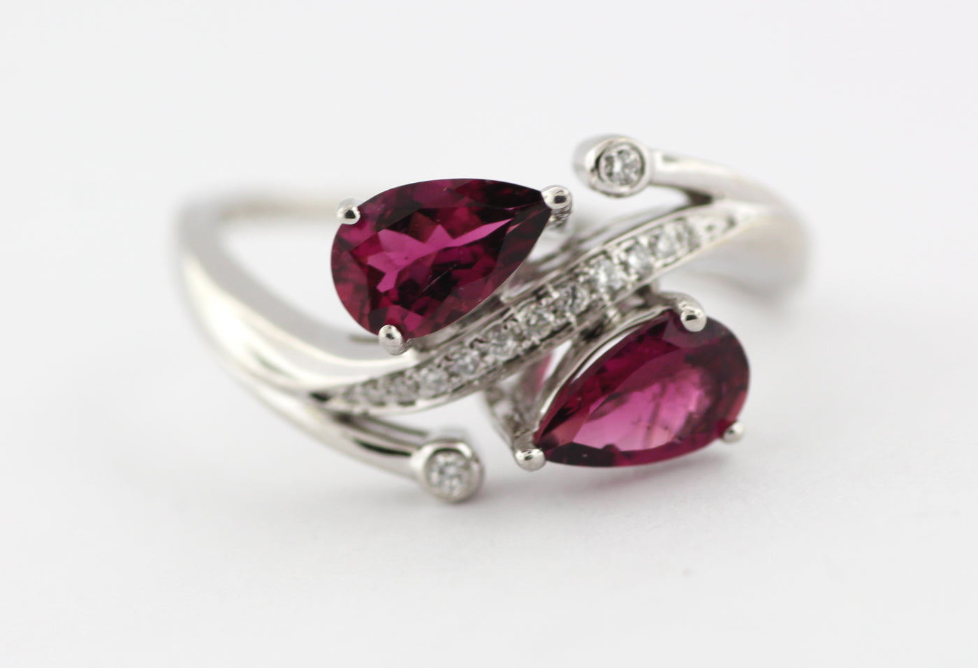 14KW 2.10 CTTW RHODOLITE GARNET AND DIAMOND RING .12 CTTW image