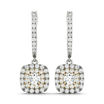 14K Yellow Gold 7/8 ct tw Halo Diamond Earring