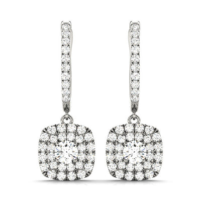 14K White Gold 7/8 ct tw Halo Diamond Earring