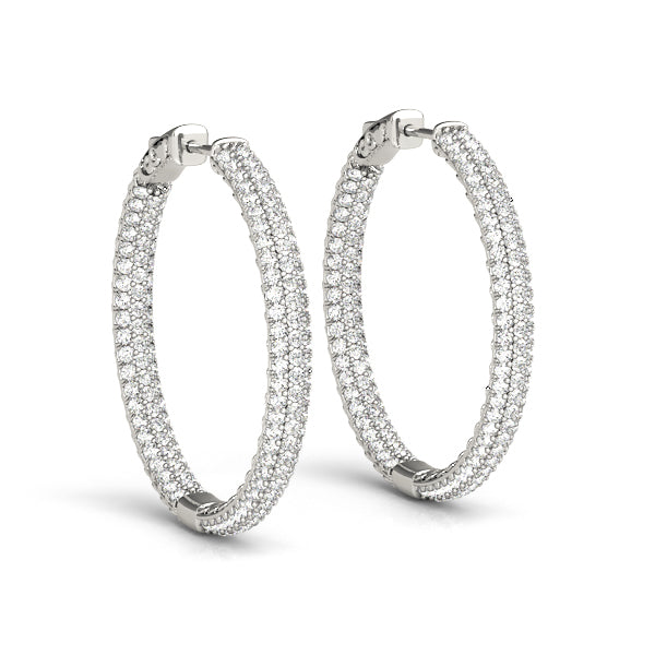 .6 INCH 3 ROW PAVE ROUND HOOP Complete per pair. image