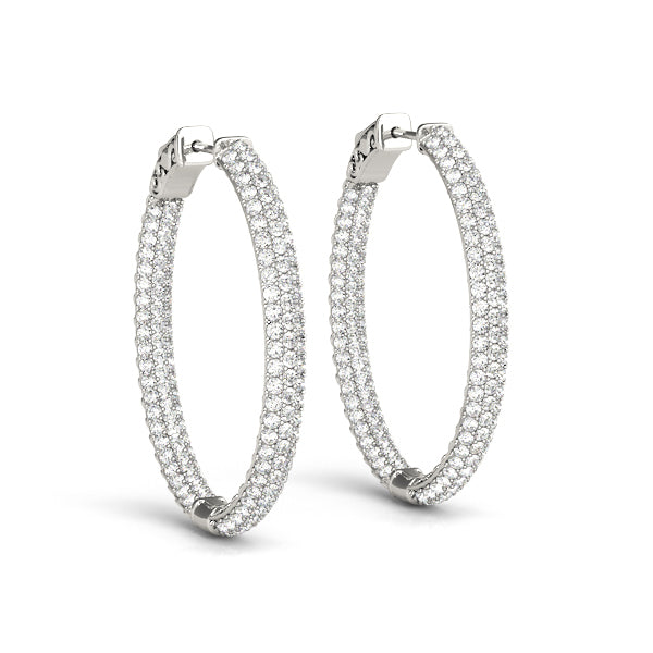 1.5 INCH 3 ROW PAVE OVAL HOOP Complete per pair. image
