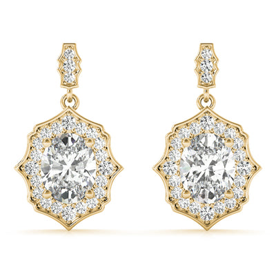 SCALLOPED OV HALO EARRINGS Complete per pair.