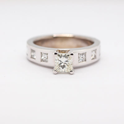 14KW 1.50CTTW DIAMOND ENGAGEMENT RING .75CT PC CTR J-SI2 N1412