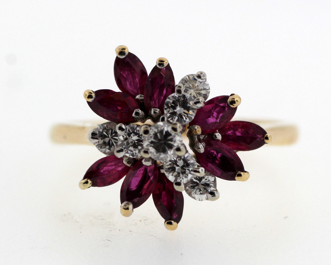 ESTATE 14KY 1.35CTTW RUBY AND DIAMOND RING .38CTTW
