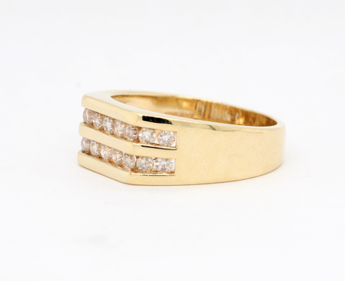 Gents 14k Yellow Gold Approx. 3/4ctw H/SI1 Princess Cut Diamond Ring (Size  8) - American Jewelry