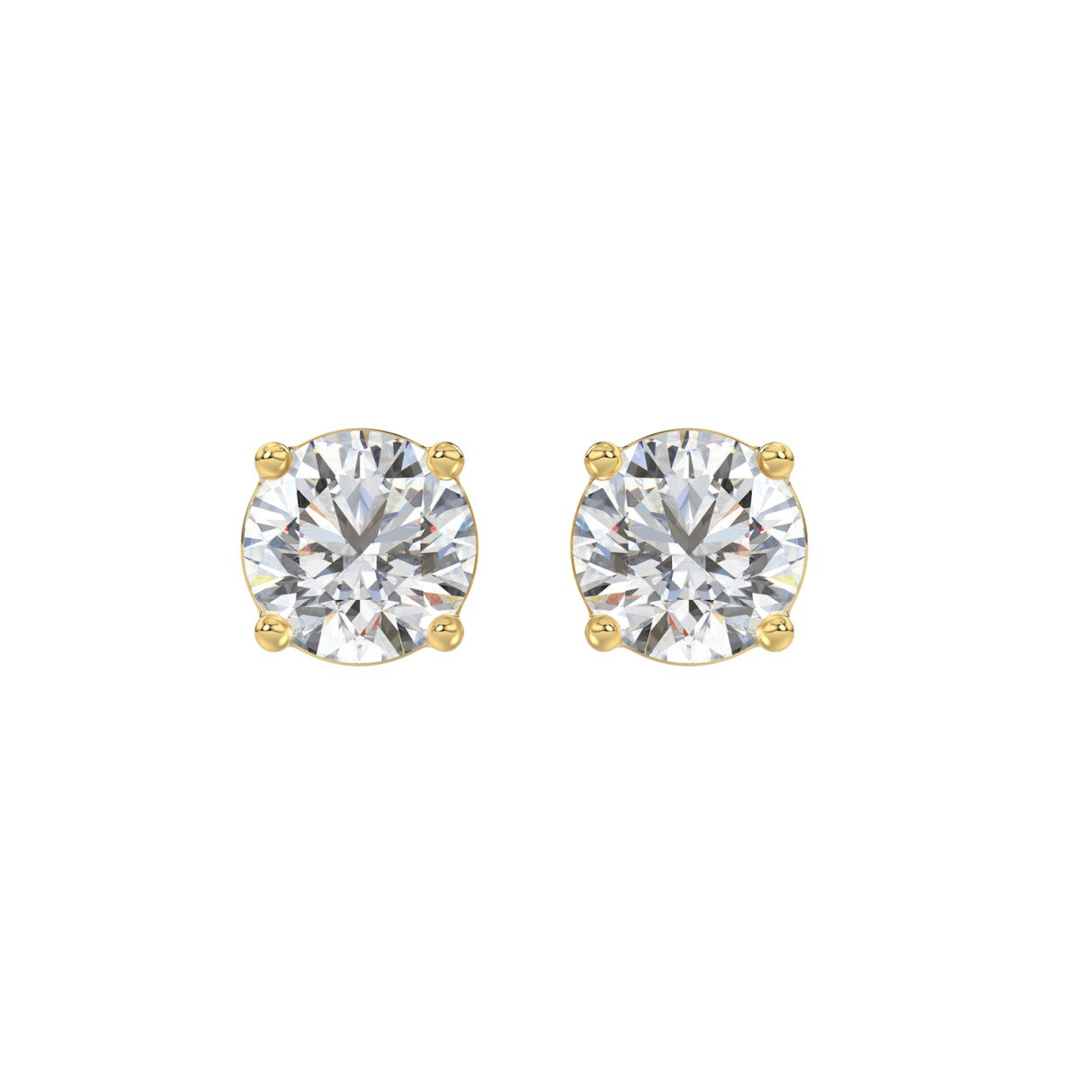 14KY 3.00 Cttw Lab Grown Round Brilliant Diamond Solitaire Earrings