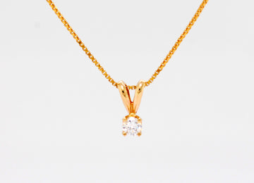 14KY .08 CTTW DIAMOND SOLITAIRE PENDANT, G-SI2