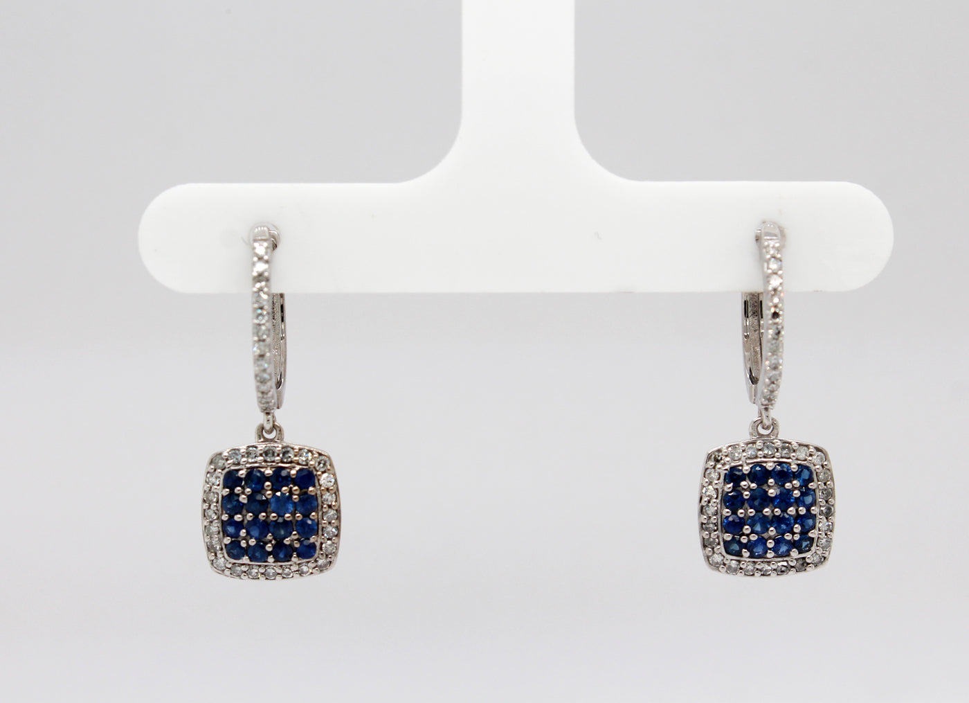 Estate 14KW .33 Cttw Sapphire and .33 Cttw Diamond Earrings