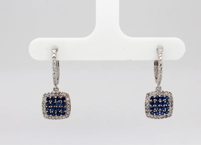 Estate 14KW .33 Cttw Sapphire and .33 Cttw Diamond Earrings