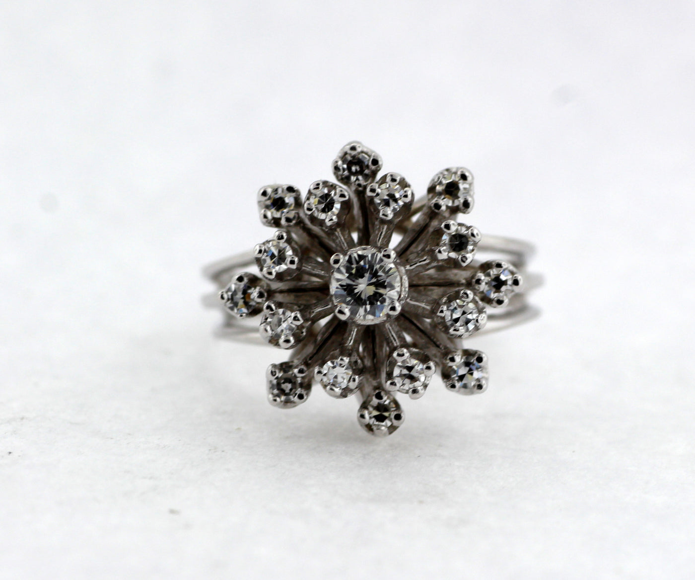 ESTATE 14KW .50 CTTW DIAMOND FLOWER RING