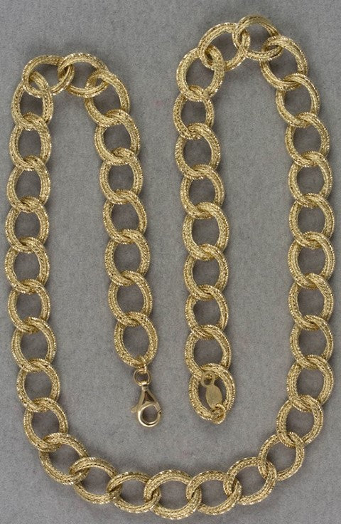 18K 18" Diamond Cut Link Necklace