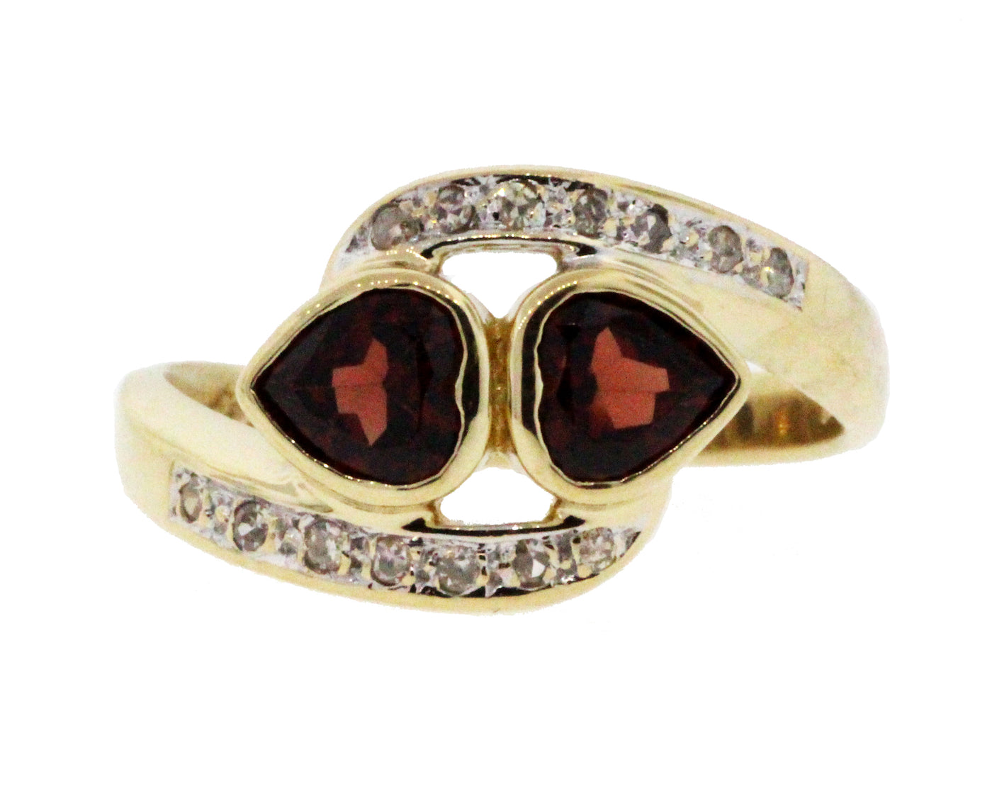 ESTATE 14KY GARNET AND DIAMOND RING .12CTTW