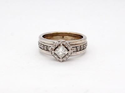 Estate 14KW 1.00 Cttw Diamond Engagement Ring with .50 Ct Princess Cut