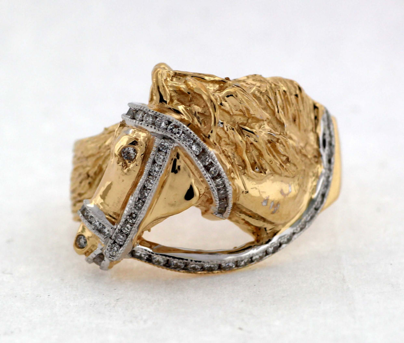 14KY .76 CTTW DIAMOND GENTS HORSE RING