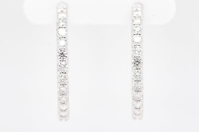 14KW 1.50 CTTW DIAMOND HOOP EARRINGS, H-SI2