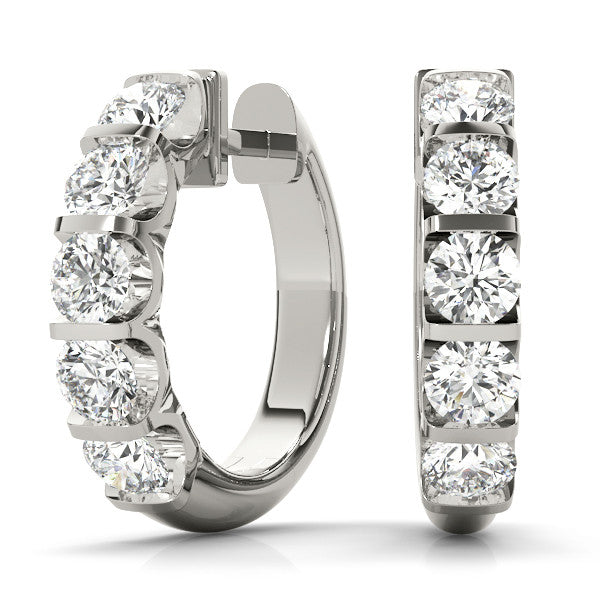 14KW .95 CTTW DIAMOND SMALL HOOP EARRINGS, G-SI1