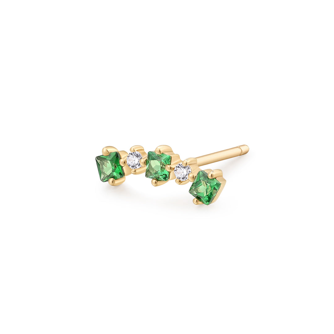 JAIDA  Tsavorite and White Sapphire Climber Earring