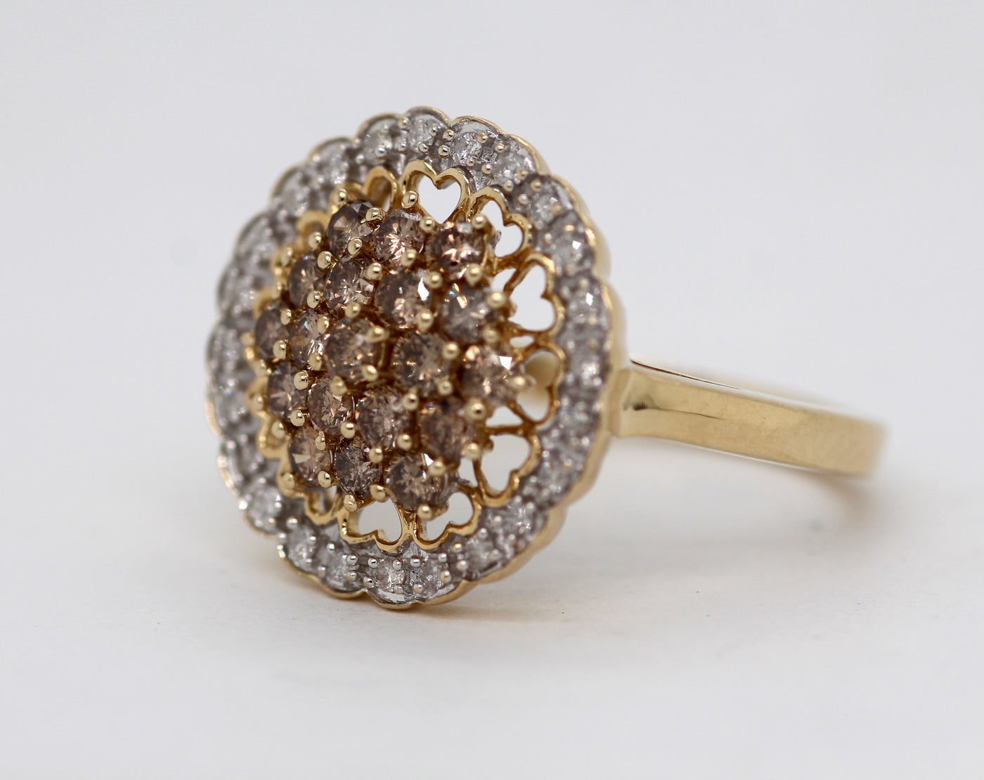 Estate 14KY 1.00 Cttw Brown and White Diamond Ring