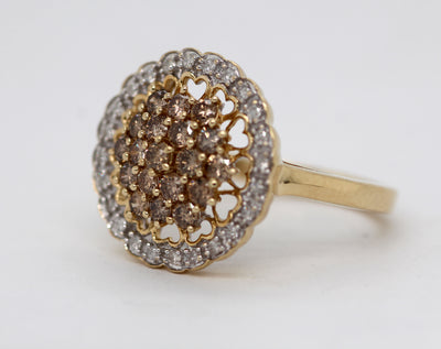 Estate 14KY 1.00 Cttw Brown and White Diamond Ring