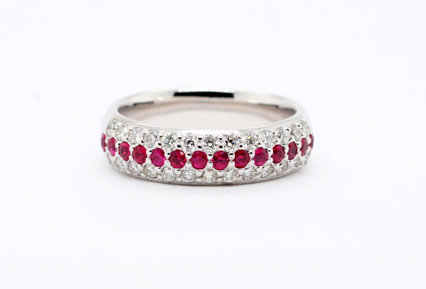 14kw .41 cttw ruby and diamond ring, .56 cttw h-si2