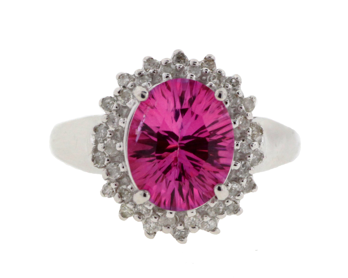 ESTATE 10KW PINK SPINEL AND DIAMOND RING .30CTTW
