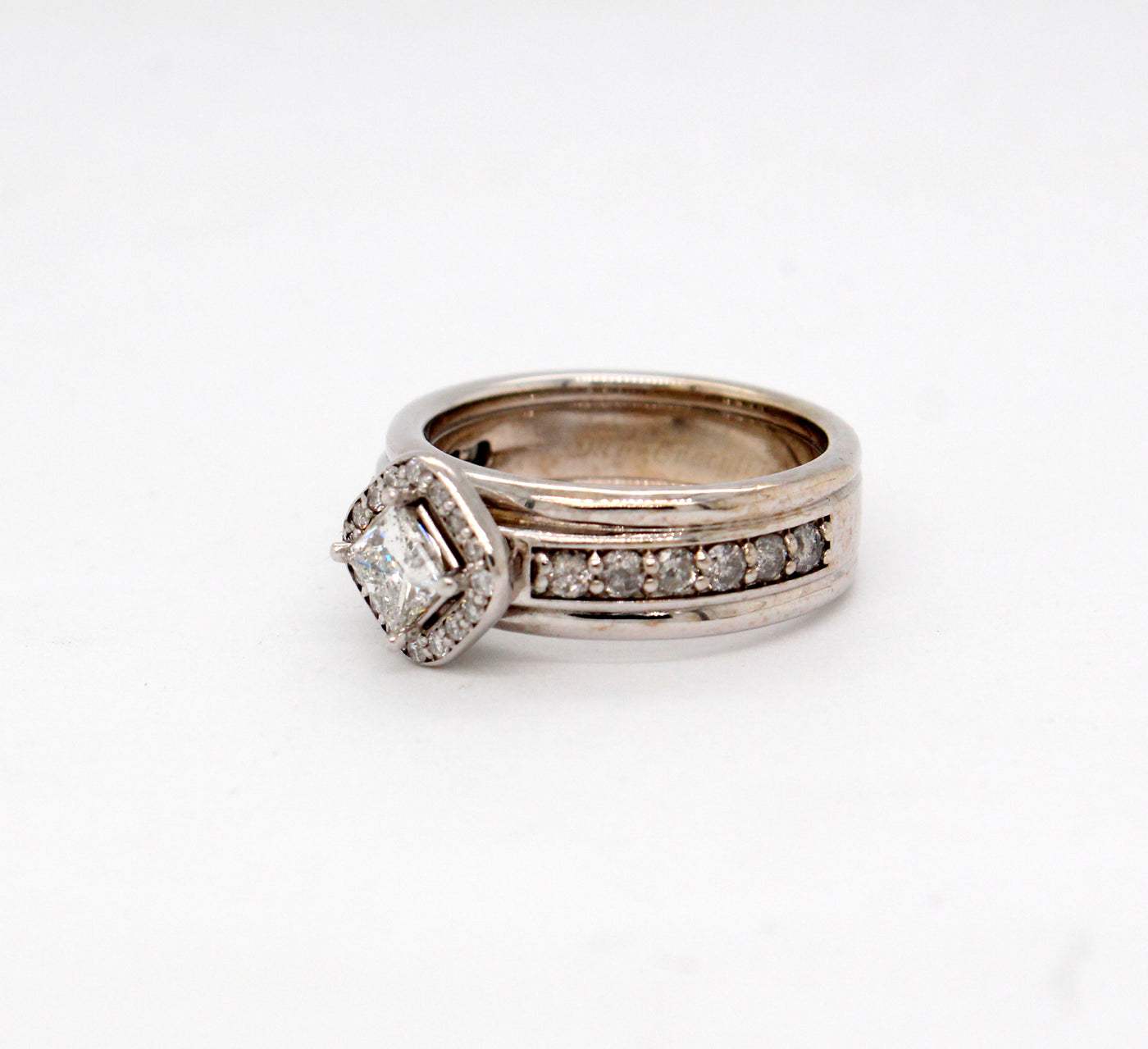 Estate 14KW 1.00 Cttw Diamond Engagement Ring with .50 Ct Princess Cut