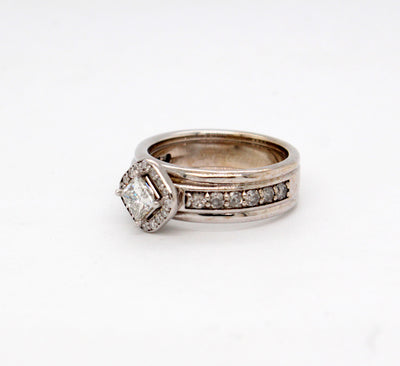 Estate 14KW 1.00 Cttw Diamond Engagement Ring with .50 Ct Princess Cut