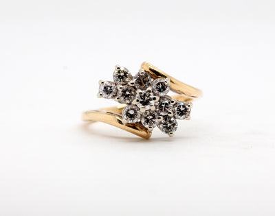 Estate 14KY 1.02 Cttw Diamond Cluster Ring J-SI1